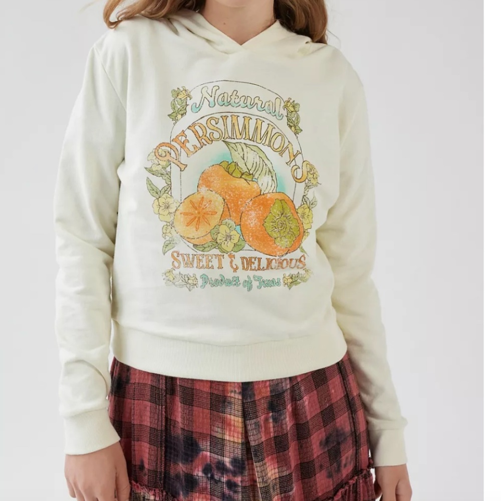 ⭐️Future State Persimmon Shrunken Fruit Orange Chic Girly Hip Hoodie Sweater Top